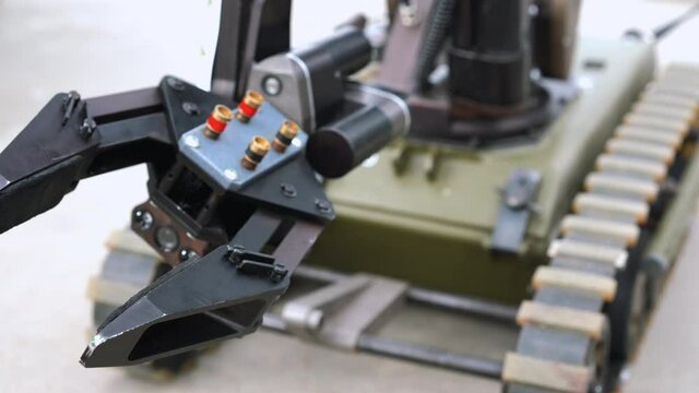 A remote control device used for bomb disposal work. Close-up.
