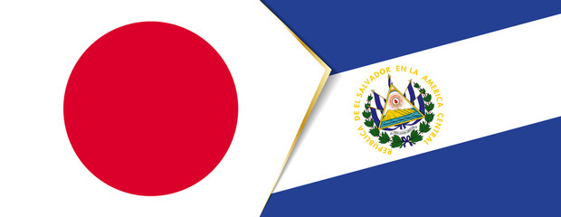 Japan and El Salvador flags, two vector flags.