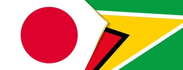 Japan and Guyana flags, two vector flags.