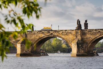 Beautiful gothic Charles Bridge in the morning without people
