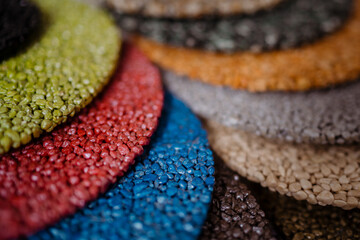 Stone carpet color palette. Decorative stone coating. Set of various types and colors.