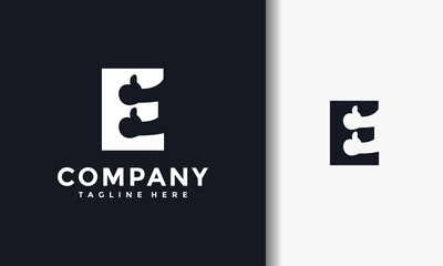 letter E thumbs up like logo