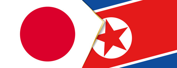 Japan and North Korea flags, two vector flags.