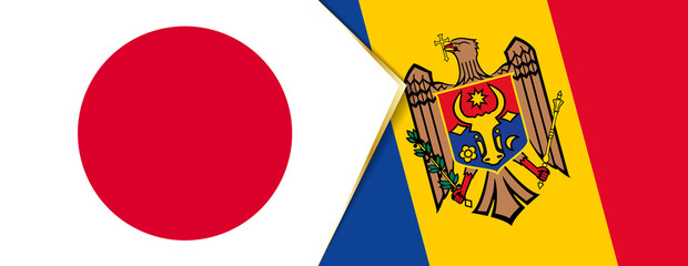 Japan and Moldova flags, two vector flags.