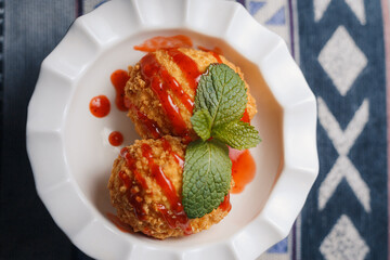 Fried ice cream in a bowl
