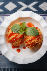 Fried ice cream in a bowl