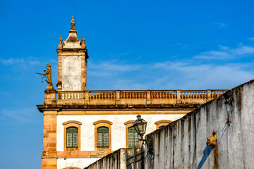 Baroque colonial architecture typical of the historic city of Ouro Preto in the state of Minas...