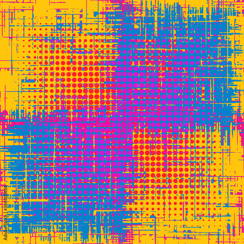 Poster abstract grunge seamless chaotic pattern with blots and dots. trendy colorful texture background. mo