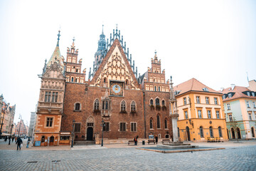 WROCLAW, POLAND - October 31, 2019: Traditional Cathedral building in wroclaw, Poland