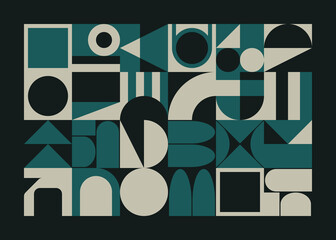 Bauhaus Inspired Artwork Pattern Design Made With Abstract Vector Geometric Shapes
