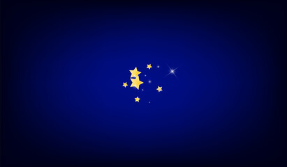 Gold Decoration Stars Vector Blue Background. 