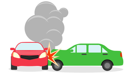 Accident, traffic accident, collision of two cars. Vector, cartoon illustration.