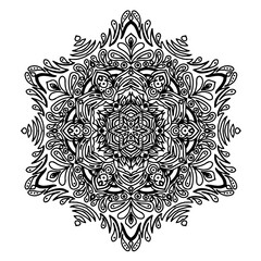 Circle mandala coloring page for adult. Black and white mandala poster. Relax and meditation. Enjoy!