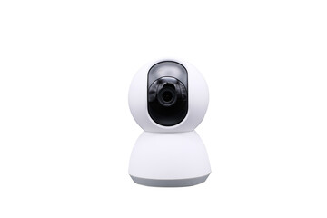 White professional surveillance camera. CCTV camera isolate on white background.