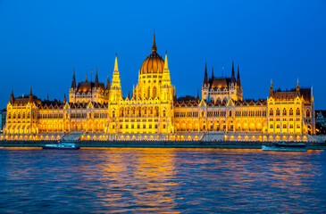 Parliament in Budapest at night, Hungary