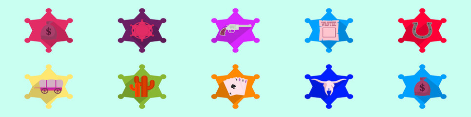 set of western cartoon design template with various models. vector illustration isolated on blue backgrounds