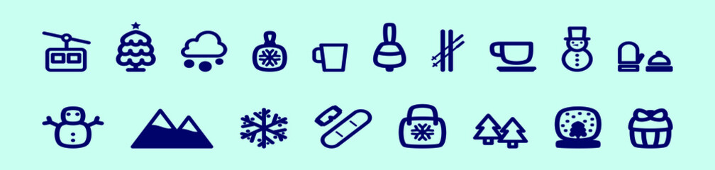 Fototapeta premium set of new year or winter cartoon icon design template with various models. vector illustration isolated on blue background