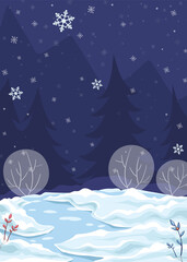 Vector background illustration winter night