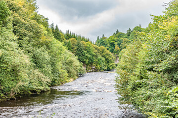 Fototapeta na wymiar River Clyde at New Lanark village in Lanarkshire, Scotland.