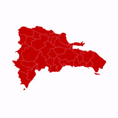 High Detailed Red Map of Dominican Republic on White isolated background, Vector Illustration EPS 10