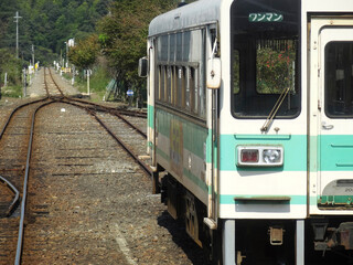 Naklejka premium 信楽高原鉄道のレールと車両