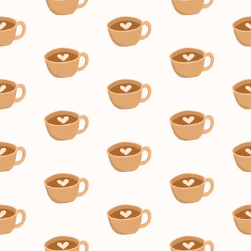 Coffee cup seamless pattern vector design