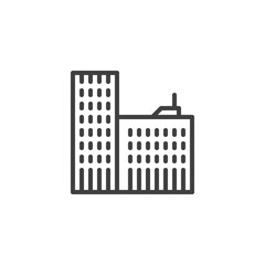 Buildings architecture line icon. linear style sign for mobile concept and web design. Skyline, business office outline vector icon. Symbol, logo illustration. Vector graphics