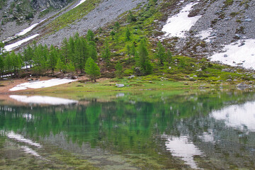Fototapeta na wymiar Lake Arpy 2066m. Alps, Italy. Aosta Valley Region. HDR.