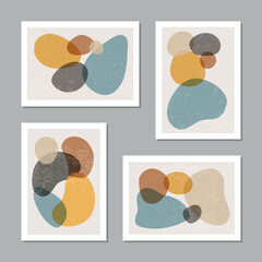 Set of minimalist posters with abstract organic shapes composition
