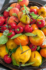 Frutta Martorana (typical Sicilian sweets), various fruits made of marzipan, Sicily, Sicilia, Italy, Europe