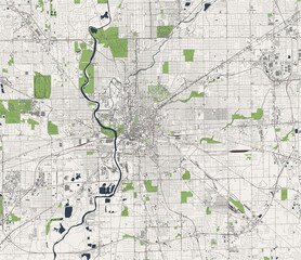 map of the city of Indianapolis, USA