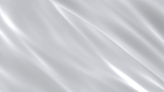 Abstract White Waving Cloth Flying Away Opening Loop Background. Wavy Silk Textile 3d Animation. waving cloth texture. Liquid holographic Smooth silk cloth surface with ripples and folds in tissue.