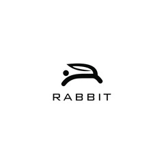 black simple rabbit design vector logo