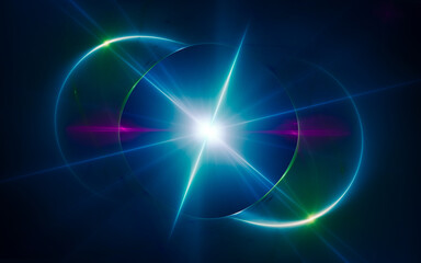 abstract illustration of a fantastic star with many rays on a black background