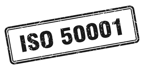 iso 50001 stamp. square grunge sign on white background