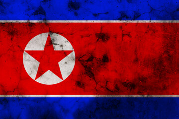 Old North Korea grunge background flag