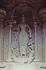 stone carving and Sculpture at Ellora caves ,UNESCO world heritage site near Aurangabad,...