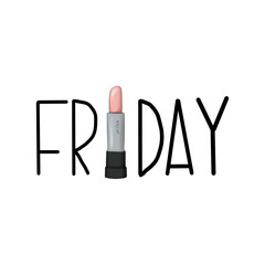Friday Lipstick Background Hand Drawn Illustration	