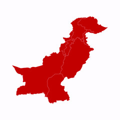 High Detailed Red Map of Pakistan on White isolated background, Vector Illustration EPS 10
