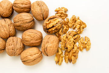 walnuts on white background