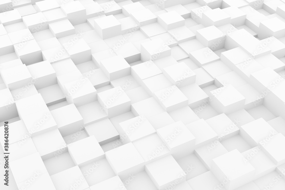 Aufkleber random shifted white cubes geometrical pattern background with soft shadows