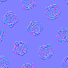 Normal map of roses, seamless pattern texture for use in 3D programs, 3d render