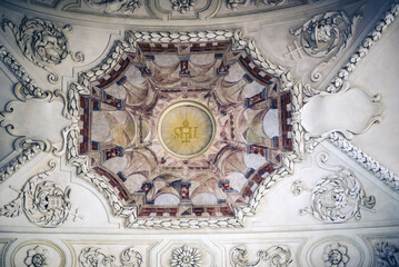 painted ceiling of The St. Ursus Cathedral in Old Town of Solothurn, Switzerland