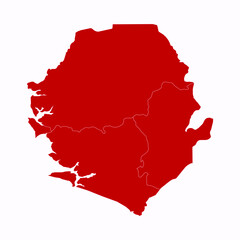 High Detailed Red Map of Sierra Leone on White isolated background, Vector Illustration EPS 10