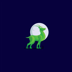 Colorful deer with the moon logo design