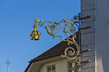 Fototapeta na wymiar crown signboard in Old Town of Solothurn