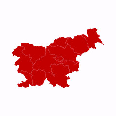 High Detailed Red Map of Slovenia on White isolated background, Vector Illustration EPS 10