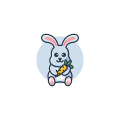 baby bunny with carrot logo cartoon logo design