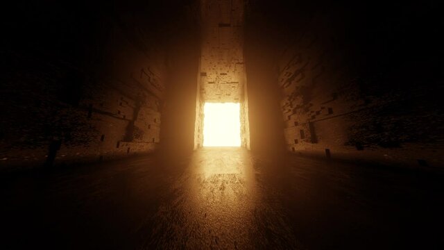 3D visualisation of a closing gate in alien industrial building