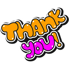 Thank you text vector cartoon illustration isolated on a white background.